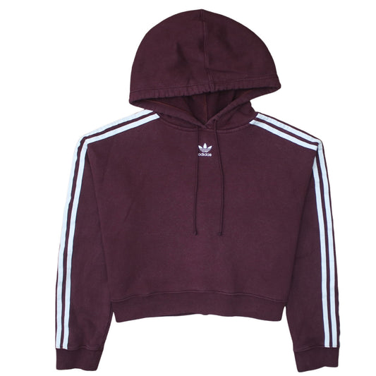 Adidas Womens Burgundy Hoodie Size 8 Cropped Pullover Hooded Sweatshirt