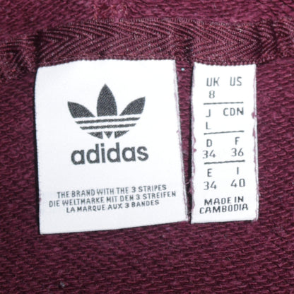 Adidas Womens Burgundy Hoodie Size 8 Cropped Pullover Hooded Sweatshirt