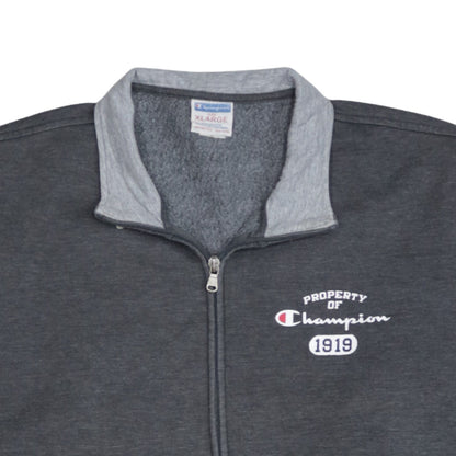 Champion Men's Grey Full Zip Sweatshirt XL Mock Neck Sports Style