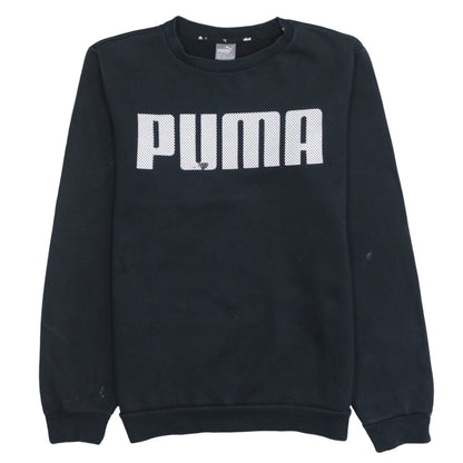 Puma Boys Black Crew Neck Pullover Sweatshirt 14-15 Years Logo Fleece