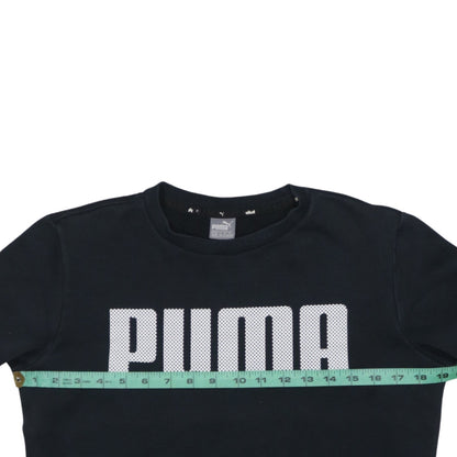 Puma Boys Black Crew Neck Pullover Sweatshirt 14-15 Years Logo Fleece