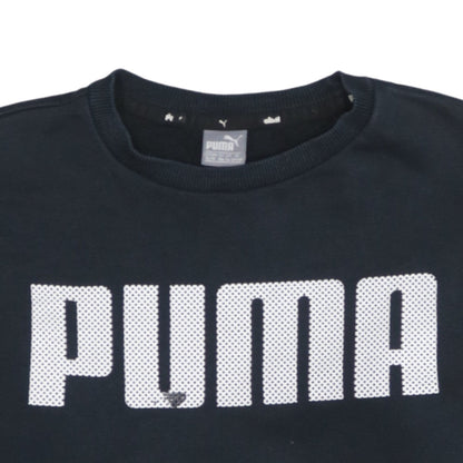 Puma Boys Black Crew Neck Pullover Sweatshirt 14-15 Years Logo Fleece