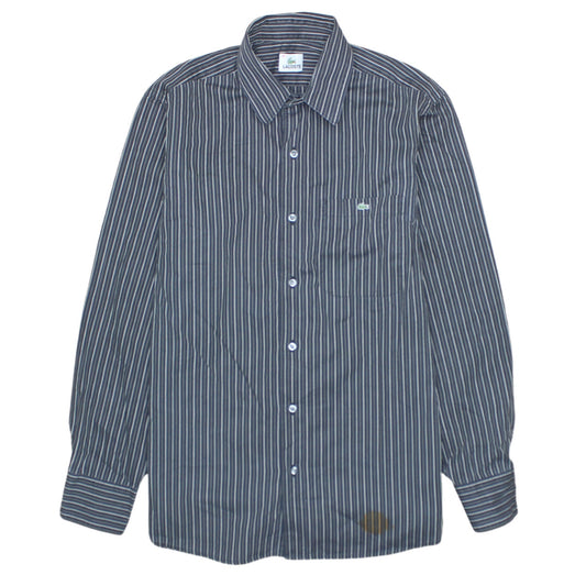 Lacoste Men's Blue Striped Button-Up Long Sleeve Shirt Size 39 M