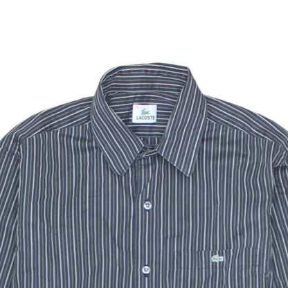 Lacoste Men's Blue Striped Button-Up Long Sleeve Shirt Size 39 M