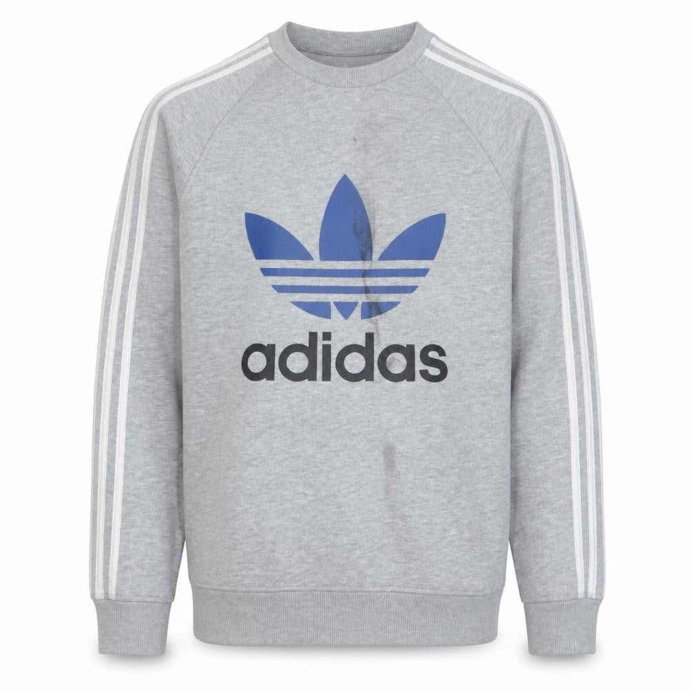 Adidas Men's Grey Crew Neck Graphic Pullover Sweatshirt M