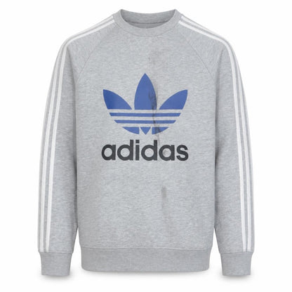Adidas Men's Grey Crew Neck Graphic Pullover Sweatshirt M