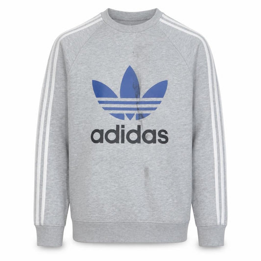 Front view of Adidas Men's Grey Crew Neck Graphic Pullover Sweatshirt M