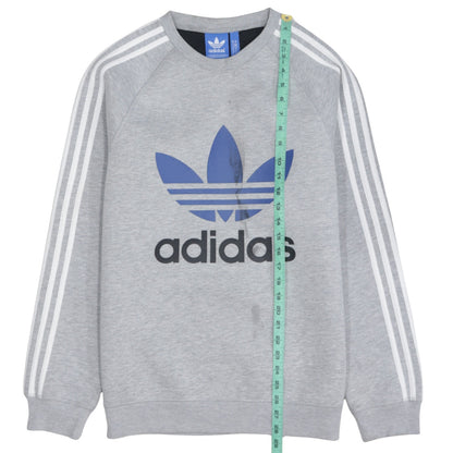 Adidas Men's Grey Crew Neck Graphic Pullover Sweatshirt M