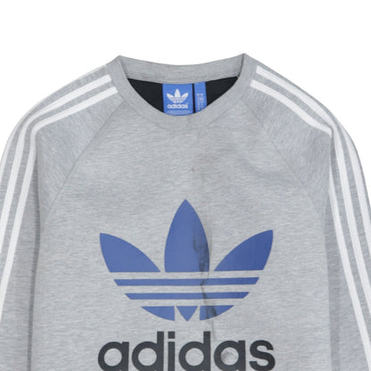 Adidas Men's Grey Crew Neck Graphic Pullover Sweatshirt M