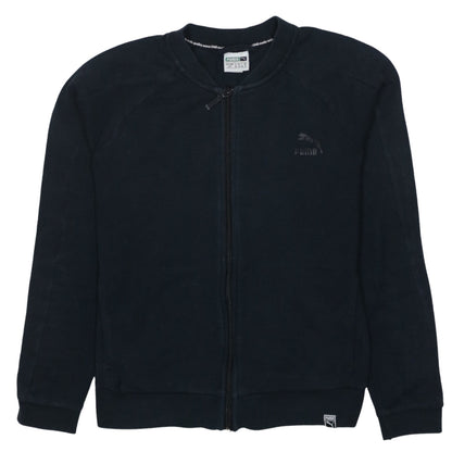 Puma Women Black Full Zip Sweatshirt Size 10 Casual Logo