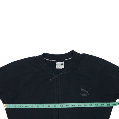Puma Women Black Full Zip Sweatshirt Size 10 Casual Logo