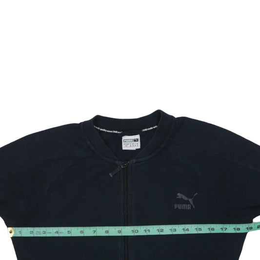 Puma Women Black Full Zip Sweatshirt Size 10 Casual Logo