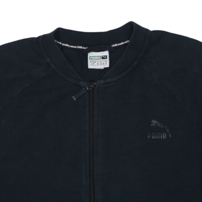 Puma Women Black Full Zip Sweatshirt Size 10 Casual Logo