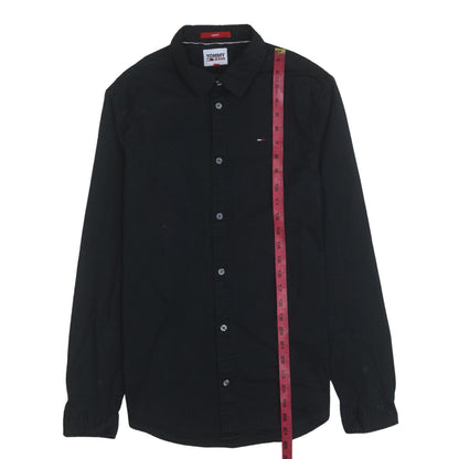 Tommy Jeans Men's Black Slim Fit Button-Up Cotton Shirt M