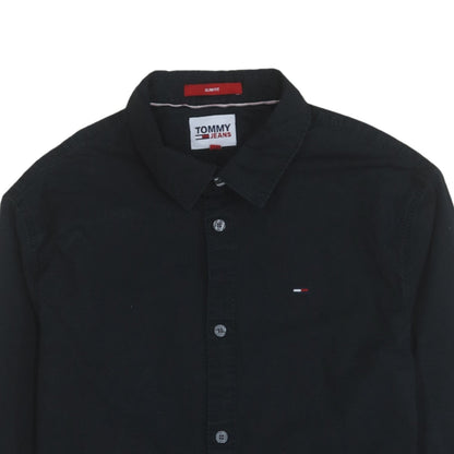 Tommy Jeans Men's Black Slim Fit Button-Up Cotton Shirt M