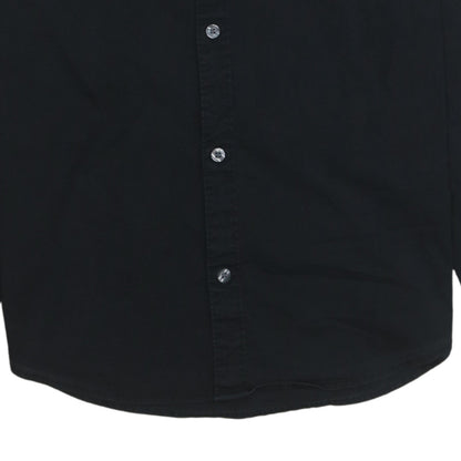 Tommy Jeans Men's Black Slim Fit Button-Up Cotton Shirt M