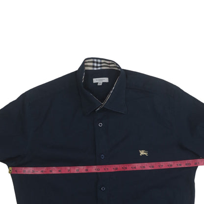 Burberry Men Blue L Long Sleeve Cotton Button-Up Shirt