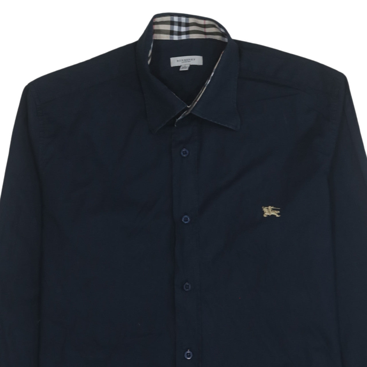 Burberry Men Blue L Long Sleeve Cotton Button-Up Shirt