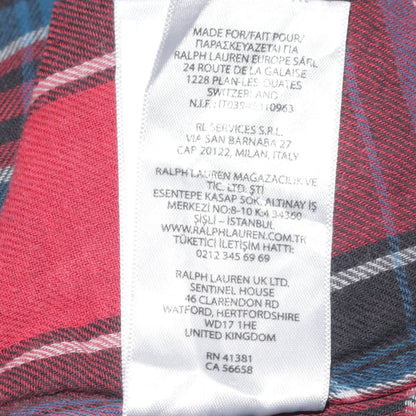 Ralph Lauren Men's Red Check Slim Fit Flannel Cotton Shirt M