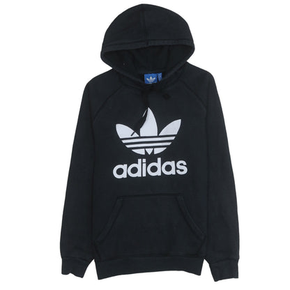 Adidas Womens Black Small Pullover Hoodie with Logo Print
