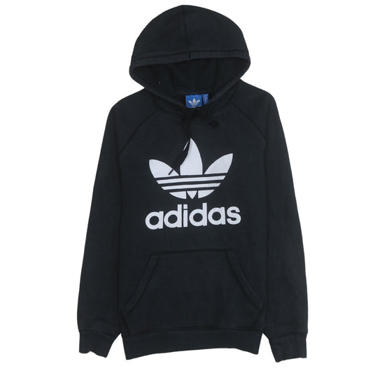Adidas Womens Black Small Pullover Hoodie with Logo Print