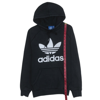 Adidas Womens Black Small Pullover Hoodie with Logo Print