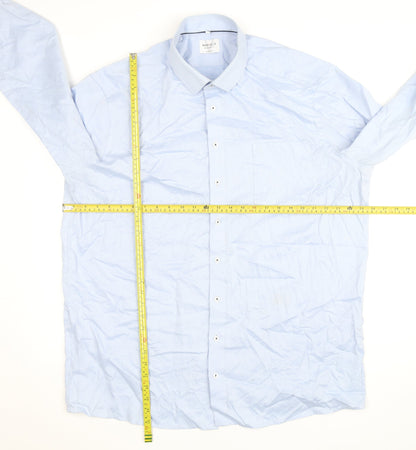 Marvelis Men’s Blue 19 Regular Fit Non-Iron Cotton Long Sleeve Button-Up Shirt