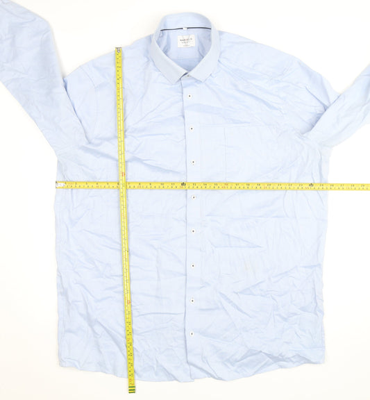 Marvelis Men’s Blue 19 Regular Fit Non-Iron Cotton Long Sleeve Button-Up Shirt