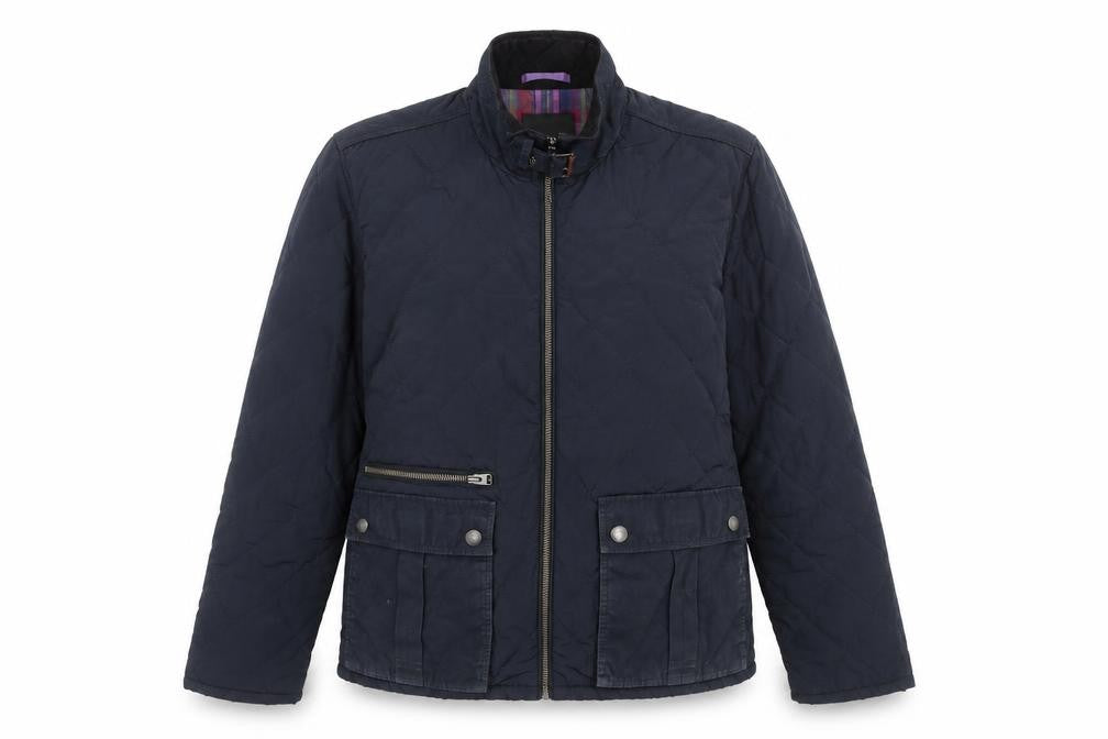 Ted Baker Women's Blue Quilted Short Jacket Size 6 Polyester Lined