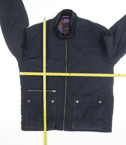 Ted Baker Women's Blue Quilted Short Jacket Size 6 Polyester Lined