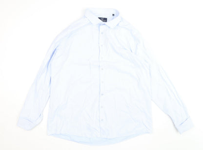 Jack Doyle Men's Blue 4XL Striped Long Sleeve Formal Dress Shirt