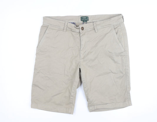 6th Sense Men's Beige Chino Shorts Size 38 Regular Fit Cotton Blend