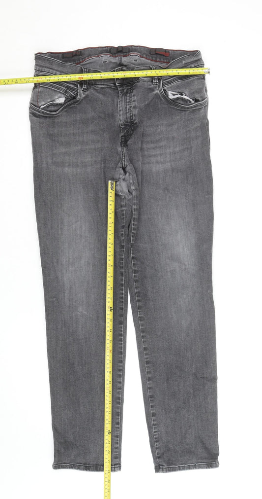 Bugatti Men's Grey Straight Fit Denim Jeans 38x32 Classic Wash