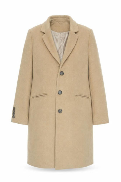 Gallery Women's Beige Wool Blend Long Coat Size 14 Classic Overcoat