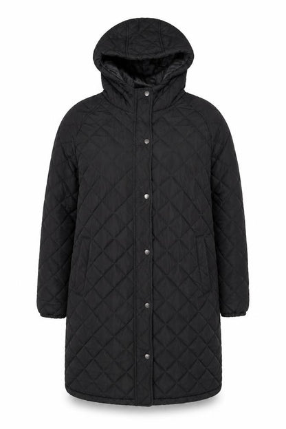 Brave Soul Women's Black Long Quilted Hooded Puffer Coat Size 16