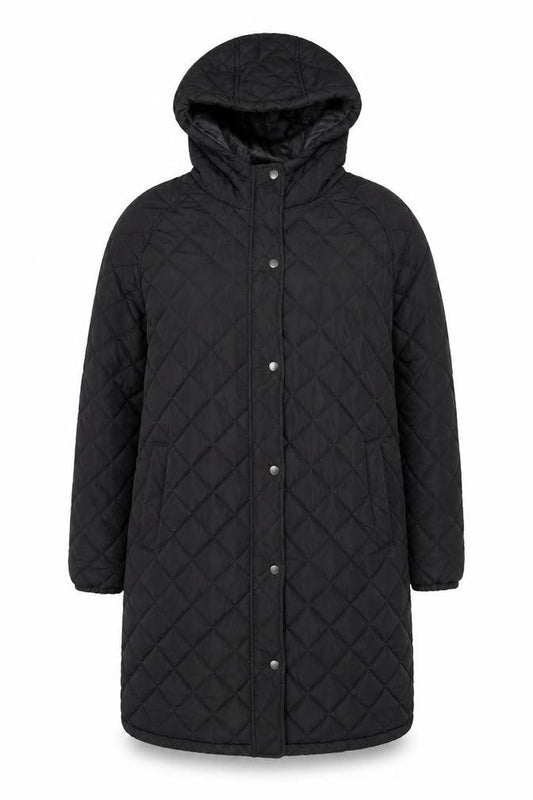 Brave Soul Women's Black Long Quilted Hooded Puffer Coat Size 16
