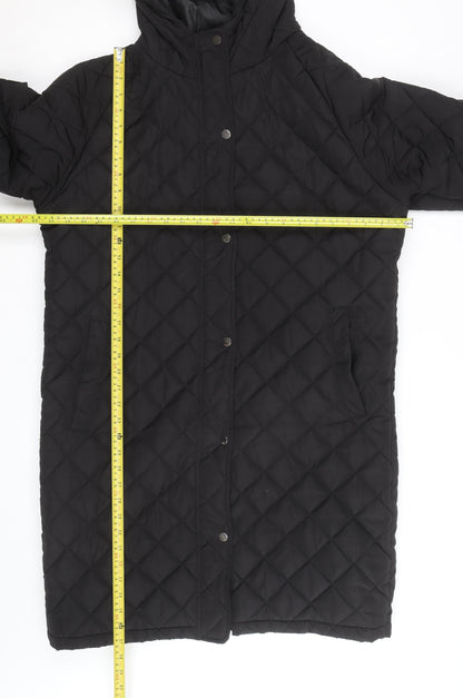 Brave Soul Women's Black Long Quilted Hooded Puffer Coat Size 16
