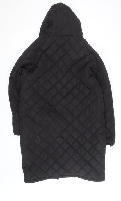 Brave Soul Women's Black Long Quilted Hooded Puffer Coat Size 16