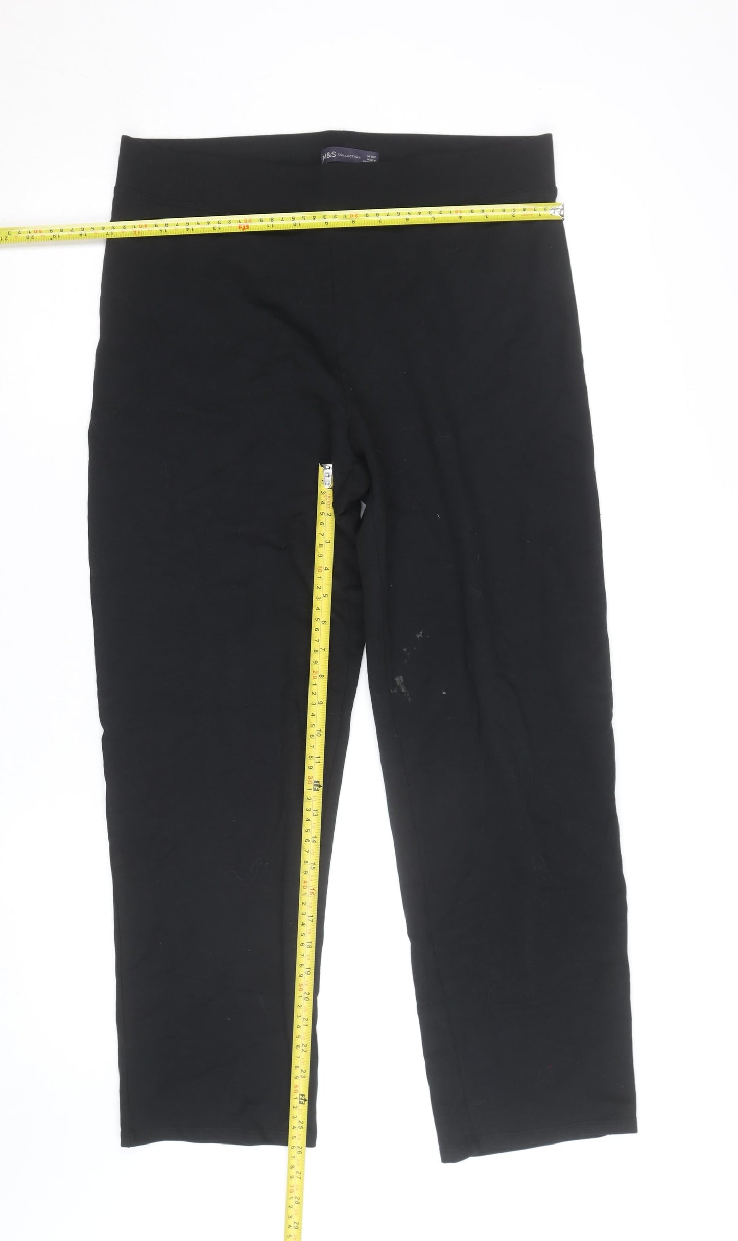 Marks and Spencer Women’s Black Cotton Blend Stretch Leggings Size 14 Short