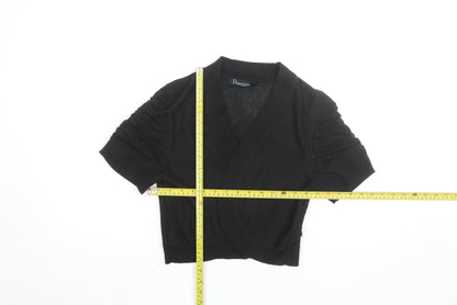 Peppermint Women Black Size 14 Short Sleeve V-Neck Cardigan