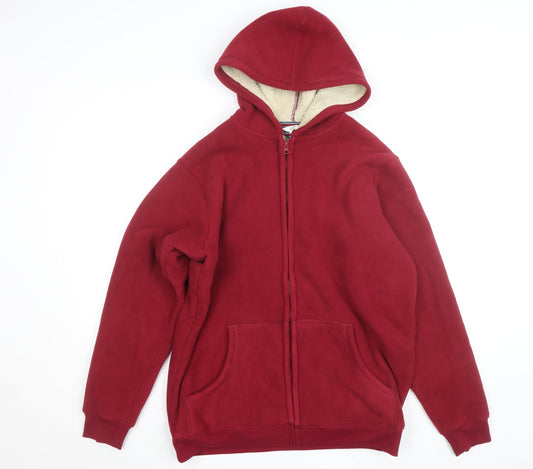 Cotton Traders Women’s Red Fleece Full Zip Hooded Jumper L
