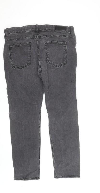 BOSS Mens Grey Slim Fit Denim Chino Trousers Size 32W 32L