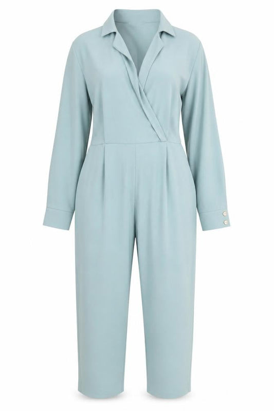 Zara Women Blue Long Sleeve Collared Jumpsuit Size 14