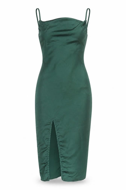 PRETTYLITTLETHING Women’s Green Bodycon Midi Slip Dress UK 6