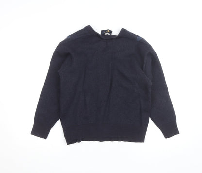 Gabicci Men's Blue Argyle Wool Blend V-Neck Jumper Size M