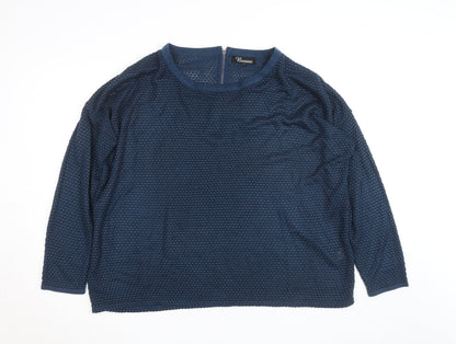 Benino Men's Blue Knit Pullover Jumper Size S with Back Zip