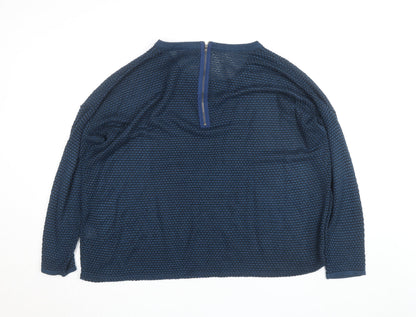 Benino Men's Blue Knit Pullover Jumper Size S with Back Zip