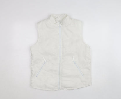 YS Womens White Puffer Sleeveless Waistcoat S Polyester Zip Vest