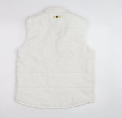 YS Womens White Puffer Sleeveless Waistcoat S Polyester Zip Vest