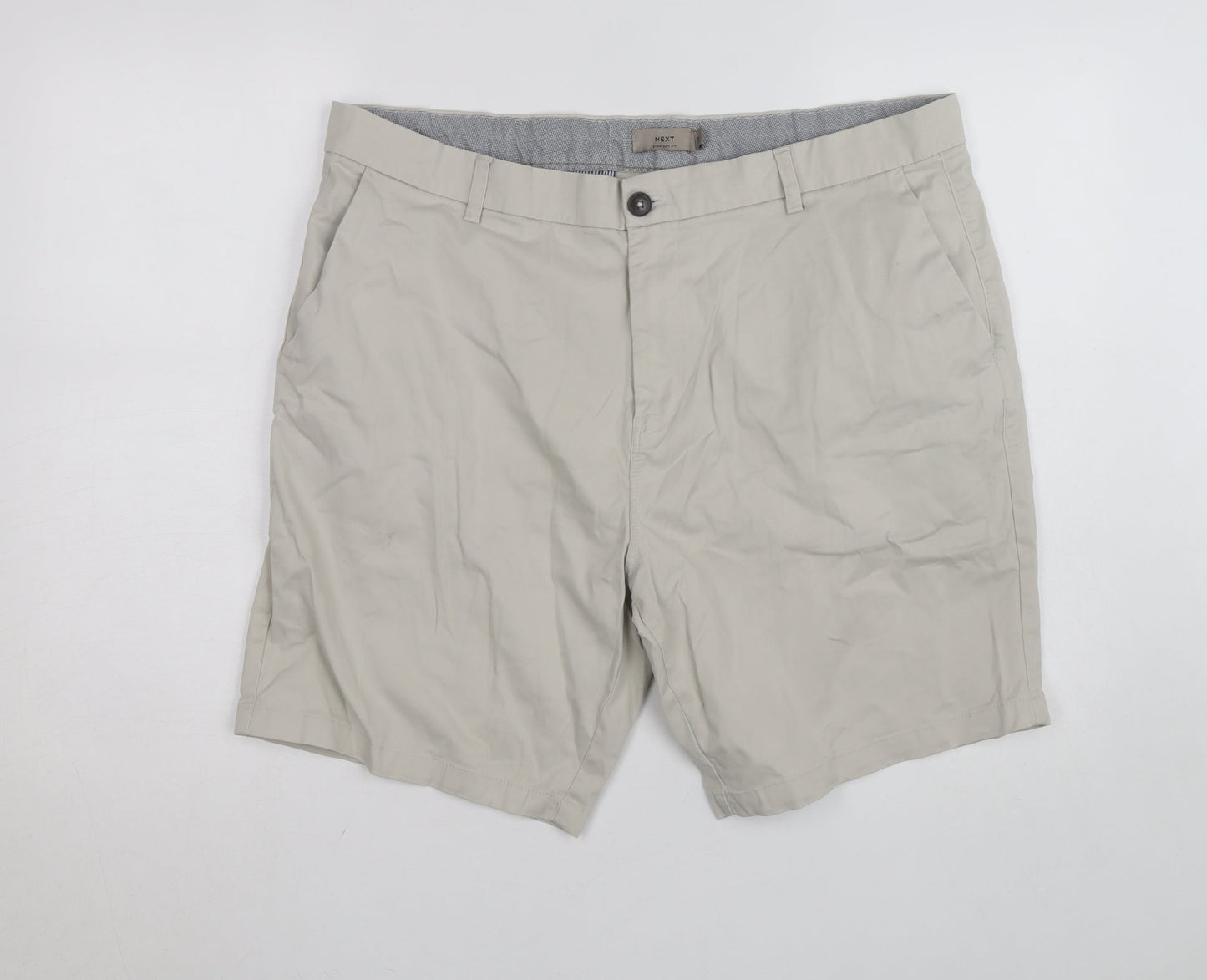 Next Men's Beige Chino Shorts 40R Slim Straight Fit Cotton